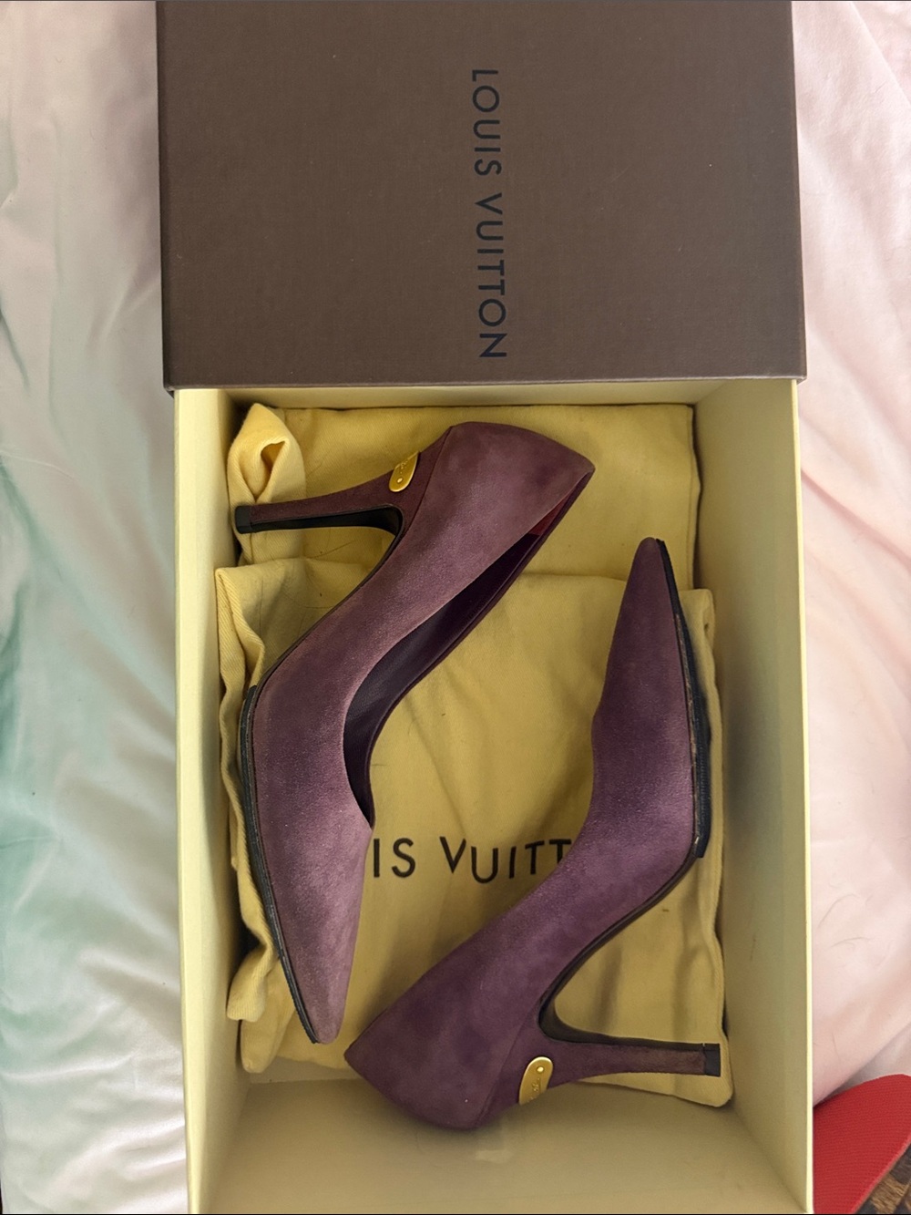 Louis Vuitton Purple suede  High-Heel with classic name badge heel